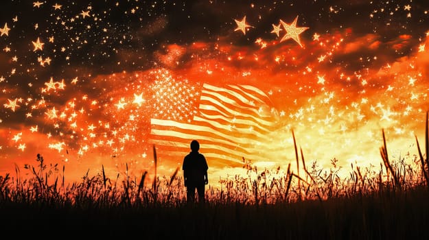 American flag. Independence Day holiday in the USA. Ai art