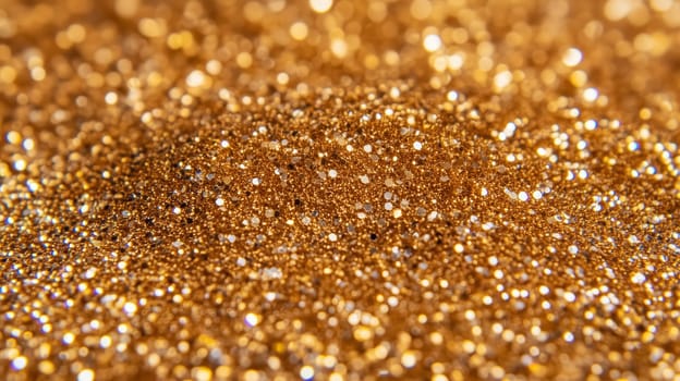 Golden glitter texture forming a sparkling festive background, ideal for celebrations and holiday designs