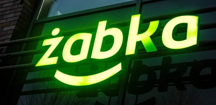 Zabka Logo in Wroclaw, Poland 28 Jan 2025