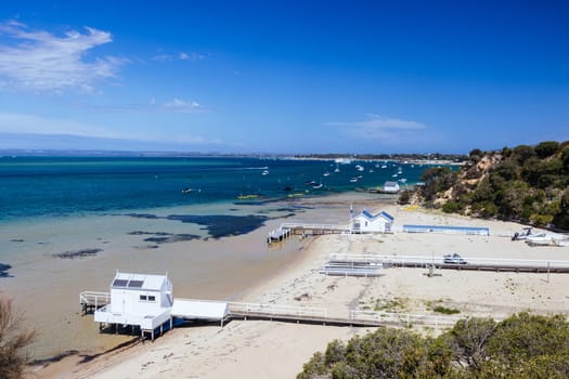 SORRENTO, AUSTRALIA - February 23 2025: View from Millionaire's Walk in Mornington Peninsula near Point King towards Sorrento, Victoria, Australia