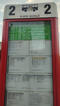 October 16 2024 Decin Czech Republic Europe . Bus stop schedule . High quality photo