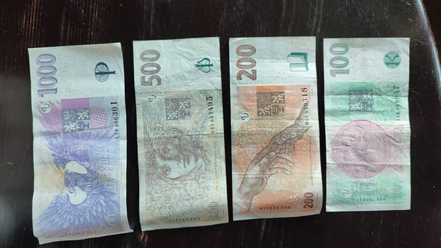 October 17 2024 Hrensko Czech Republic Europe Czech banknotes currency business objects finance industry paper commercial editorial cash bank. High quality photo