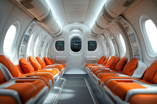 Interior of a cabin for rest on a spaceship. Concept of space industry.