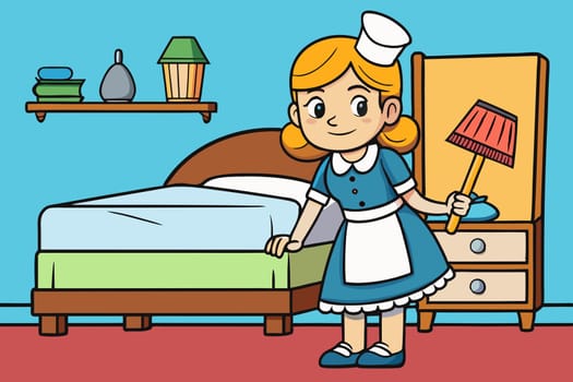 a female domestic employee, especially one who cleans reception rooms and bedrooms
