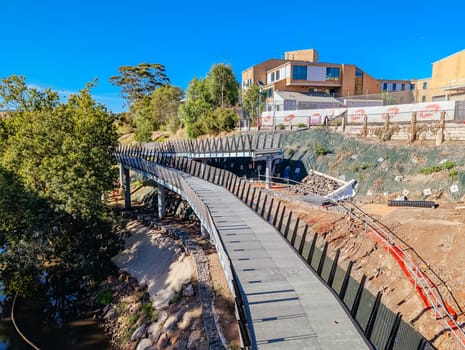The construction of a new ramp system at Gipps St as part of the Gipps St Elevated Path Project in Abbotsford, Victoria, Australia
