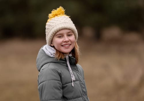 Portrait Of A Teen Girl In Nature In Autumn