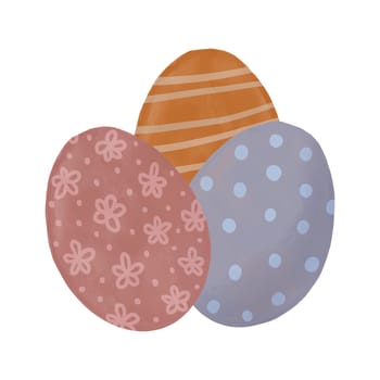 hand drawn happy easter eggs of grey beige orange muted neutral color with ornament. Colored religious Christian symbols for cards design celebration banner, simple minimalist design for spring holiday art