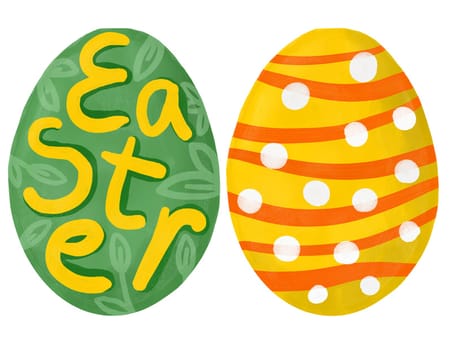 hand drawn happy easter eggs of colorful orange color with funny bright ornament. Colored religious Christian symbols for cards design celebration banner, simple minimalist design for spring holiday art