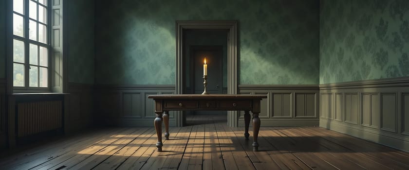 A solitary candle flickers, casting golden shadows on worn wood. Silence whispers secrets in the dim, empty room, echoing loneliness and forgotten stories...(Exactly 150 characters)..Here's a slightly shorter version if needed:..A lone candle flickers, its light dancing with shadows on aged wood. Silence echoes in the empty room, whispering tales of solitude and time passed...(138 characters)