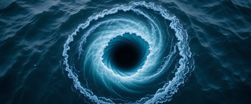Dark waves swirl into an abyss, a haunting vortex of mystery. The cold, icy tendrils reach out, pulling you into the unknown depths. Fear and awe collide.