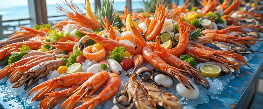 Pristine shrimp and oysters, iced jewels glistening under the sun, evoke coastal tranquility. Savor the crisp, salty air; taste the sea's essence. Revel in oceanic bliss.