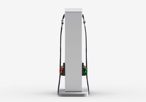 Fuel dispensing station of a gas station in on white background
