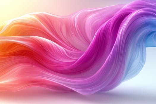 Vibrant strands of fabric swirl together in various shades of pink and blue, creating a soothing and artistic display of colors.