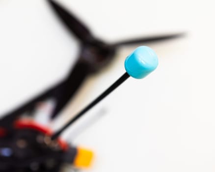 FPV drone in production on white background