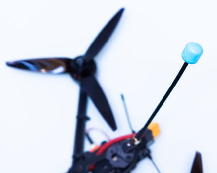 FPV drone in production on white background