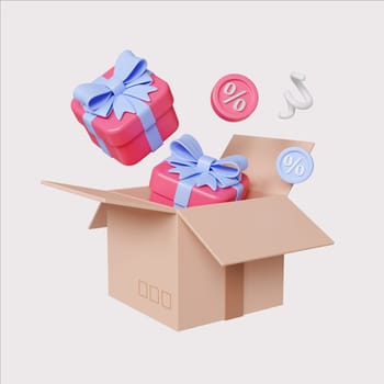 A playful set of 3D gift boxes with bows, perfect for event marketing or holiday promotions.