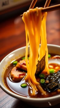Pan-Asian soups, a combination of bright aromas, rich broths and a harmony of flavors that reflects the culture of Asia. High quality photo