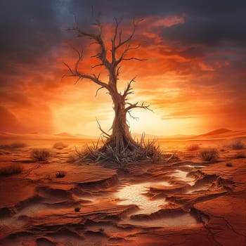 A tree in the desert died without water. High quality photo