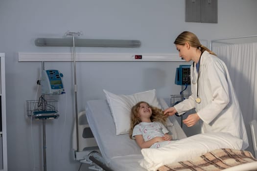 In a hospital setting, a compassionate doctor provides dedicated attention and care to a young patient in need