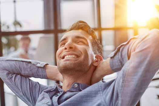 Business young man relax after work of office