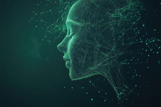 A stunning visualization of a glowing human figure crafted from intricate data points against a dark backdrop, symbolizing innovation and creativity.