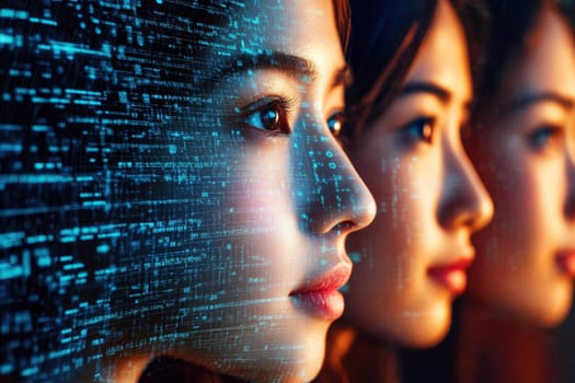 Explore the intersection of AI and hiring with this visual representation of facial recognition technology. Highlighting diversity, innovation, and security in recruitment processes.