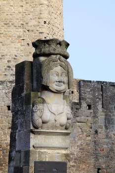 This captivating stone sculpture stands proudly in Carcassonne, showcasing local artistry.