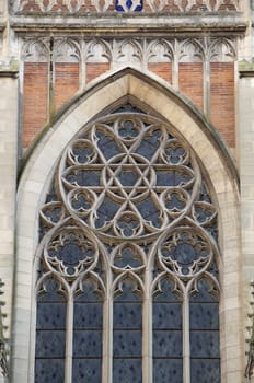 Ornamented window of a cathedral in gothic style