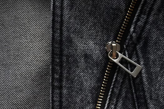 Denim texture pattern jacket with zipper background. Fashion, style and textile concept. High quality photo