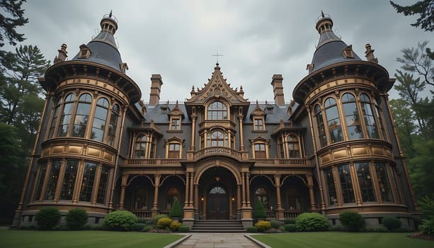 A gothic mansion looms under brooding skies. Intricate details whisper secrets of a bygone era, shadows stretching like ghostly fingers. Elegance cloaked in mystery, it beckons with a haunting charm.
