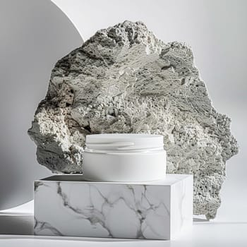 Cosmetic cream in a glass jar. Skin care concept. Background for beauty products