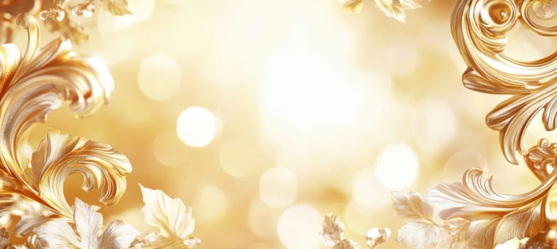 Golden floral ornaments on a blurred background creating an elegant and luxurious atmosphere