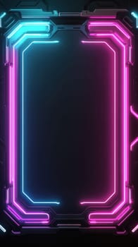 Vibrant pink and blue neon lights illuminating a futuristic frame, creating a striking visual
