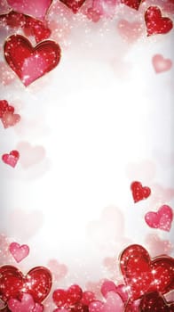 Red and pink hearts with golden borders sparkling on a white background, perfect for valentine's day projects