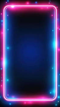 Bright neon frame illuminating a dark background, creating a futuristic and vibrant border