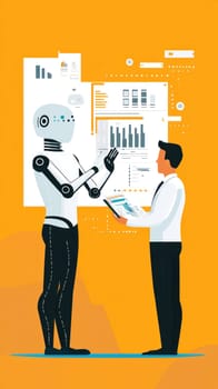 Businessman analyzing data with artificial intelligence algorithm for business strategy and decision making