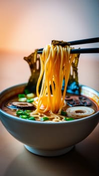 Pan-Asian soups, a combination of bright aromas, rich broths and a harmony of flavors that reflects the culture of Asia. High quality photo