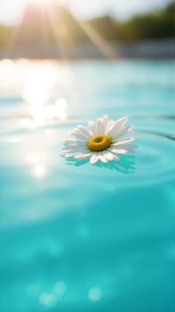Chamomile flower floating in water. High quality photo