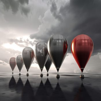 Image of several balloons. Flight in a hot air balloon. High quality photo