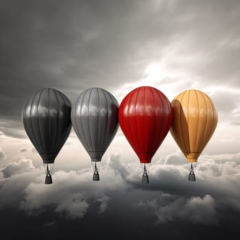 Image of several balloons. Flight in a hot air balloon. High quality photo