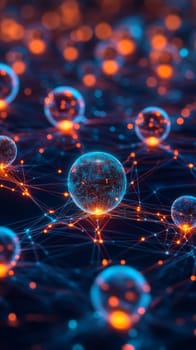 A complex web of glowing lines and nodes represents the algorithmic nature of social media influence. Each node lights up with holographic profiles and content, connected by swirling data streams.