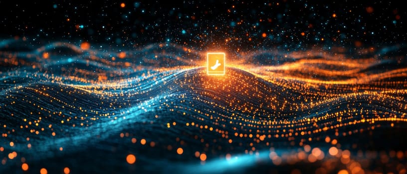 A series of ripple-like waves emanate from a central social media post, with glowing lines and particle effects radiating outward, representing the viral spread of ideas and cultural impact.