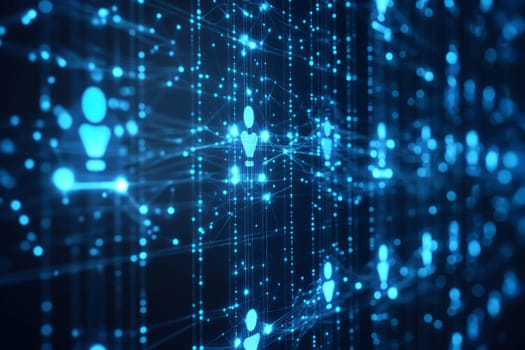 A holographic web with glowing nodes representing different consumer profiles, each connected by lines of light.