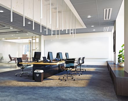 modern office interior, 3d rendering concept design