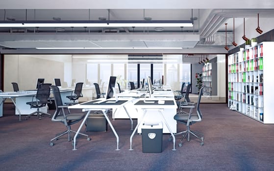 modern office interior, 3d rendering concept design