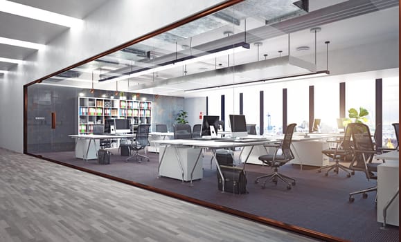 modern office interior, 3d rendering concept design