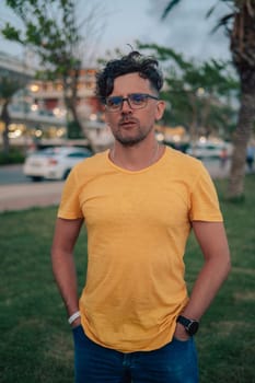 Man on the in Alanya city, Turkey. Travelling or vacation concept