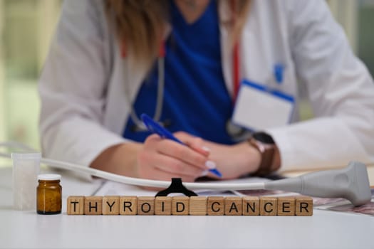 A qualified healthcare professional duly notes significant and crucial information regarding thyroid cancer