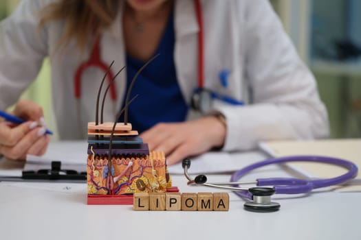 Discover and explore the intricate structure of lipoma through this highly informative model and research setting
