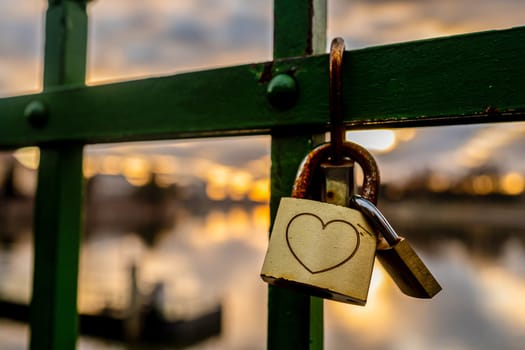 Heart Lock On Bridge Symbolizes Lovers
